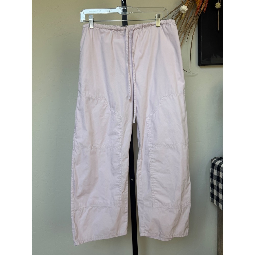 J.Crew Luna Cotton Poplin Pants XS Light Pink Wide Leg Drawstring CS252
